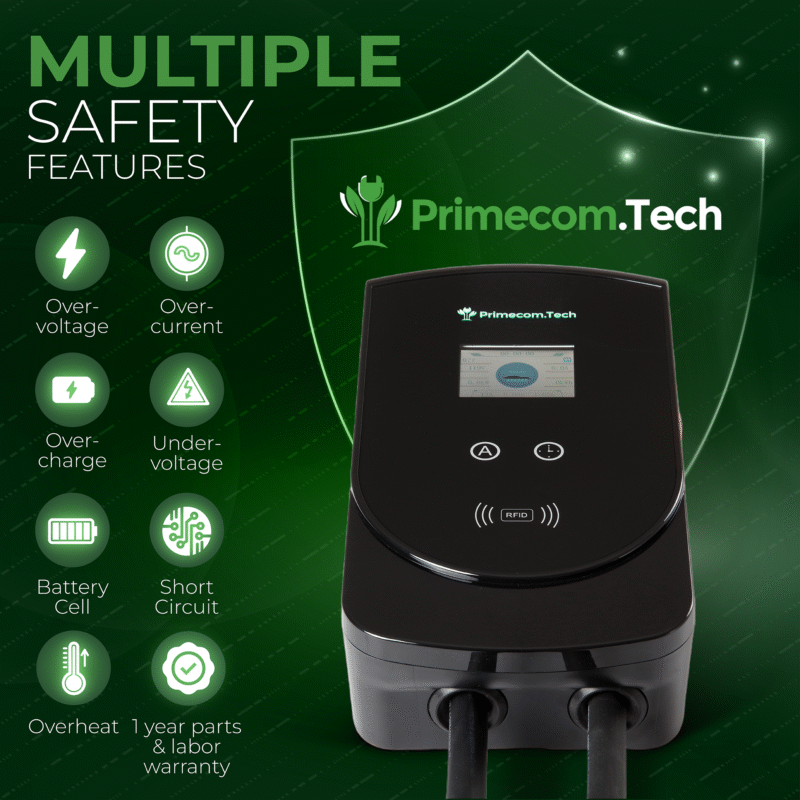 Primecom 80 Amp Level 2 EV Charger | 18ft to 50ft Cord Lengths | 22KW 220 Volt Only In ElectoGb