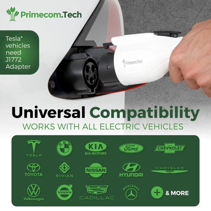 Primecom 24 Amp Level 2 EV Charger Amperage Adjustable: 10A - 16A - 24A Only In ElectoGb