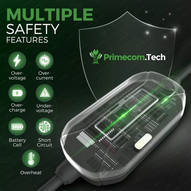 Primecom 24 Amp Level 2 EV Charger Amperage Adjustable: 10A - 16A - 24A Only In ElectoGb